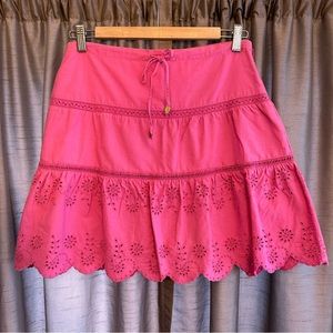 American Eagle Outfitters Pink Cotton Eyelet Mini Skirt Size 0